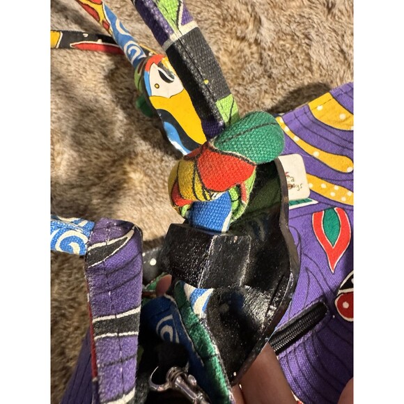 VTG Large tote bag with zipper, Coin Purse with Tucan Parrott's Vacation Beach - Picture 9 of 12